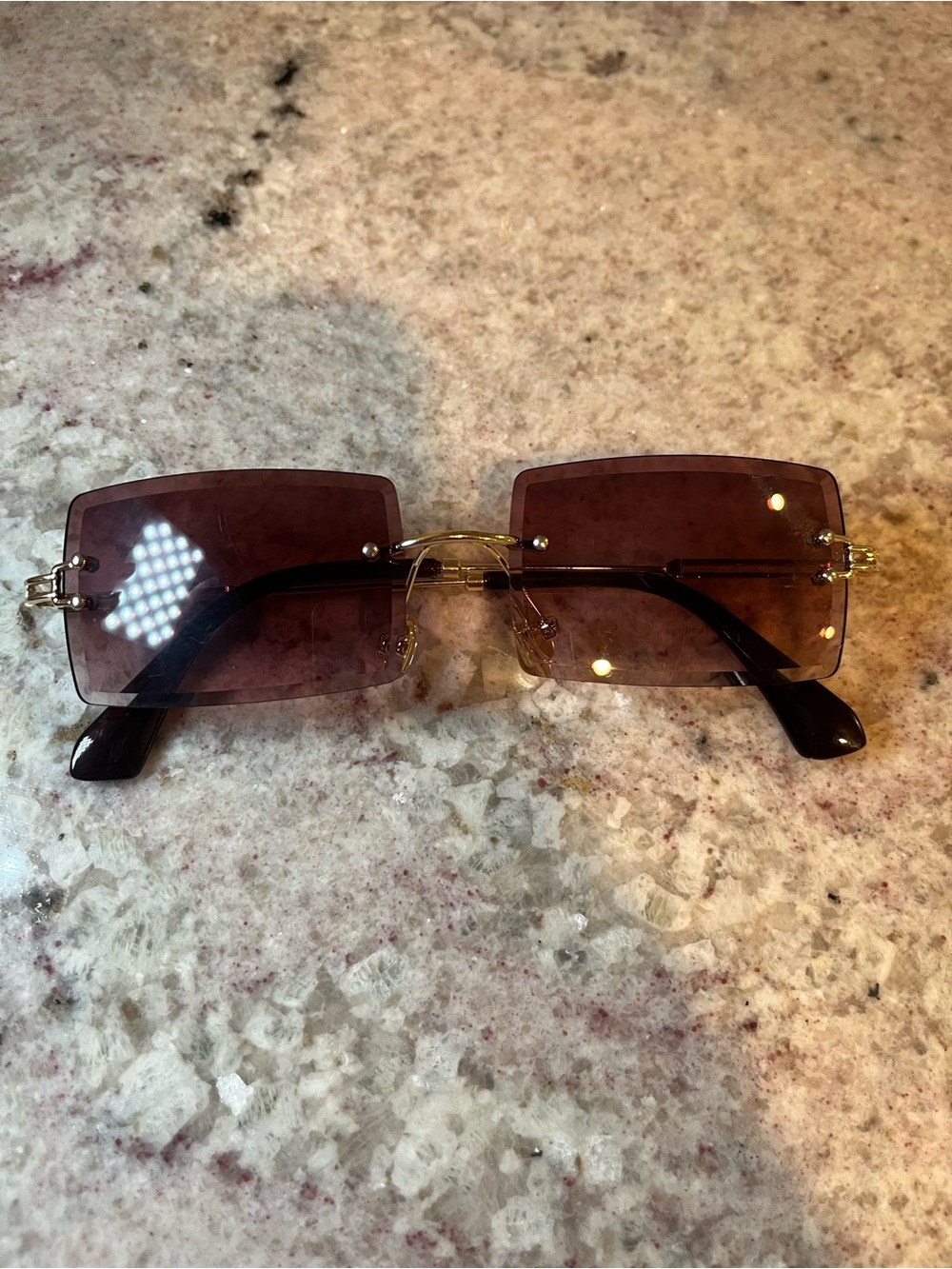 Rimless Square Sunglasses in Brown Gradient